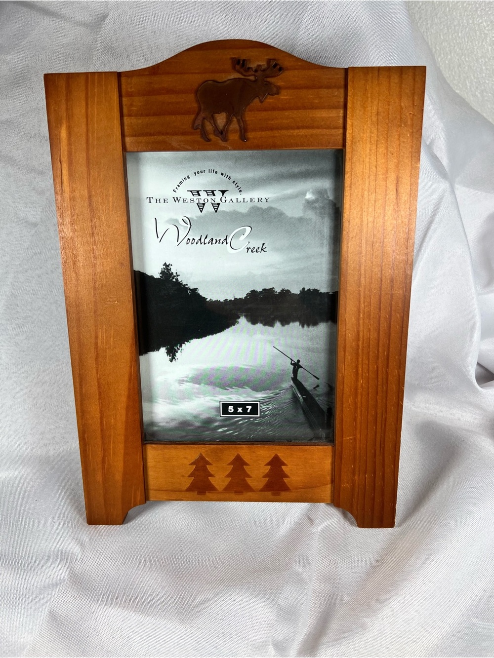 The Weston Gallery Woodland Creek Rustic Wood Picture Frame 5x7 Moose Pine Trees